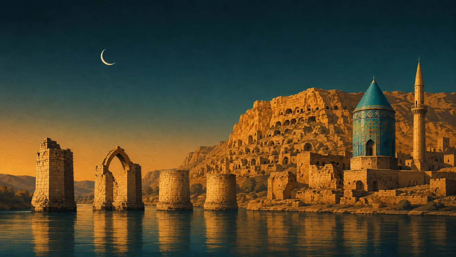 Hasankeyf — Dicle üzerindeki tarihi köprü ayakları, kaya kalesi ve Zeynel Bey Türbesi