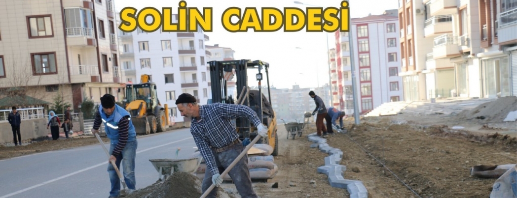 Solin Caddesinde kaldırım çalışmaları