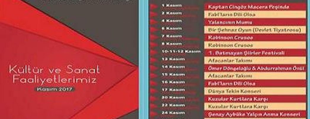 Batman Kasım ayında sanata doyacak