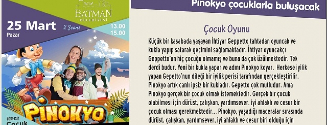 Pinokyo çocuklarla buluşacak